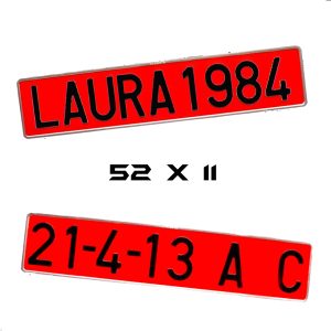 PLACA MATRICULA ROJA 52X11