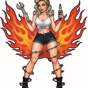 ADHESIVO CHICA PIN UP MECANICA