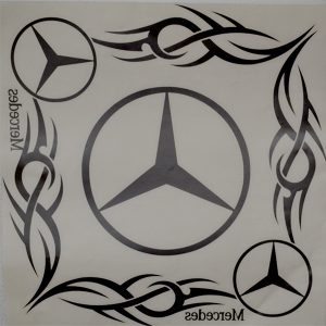 ADHESIVO VENTANA 40X40 MERCEDES 2 PZAS. PLATA